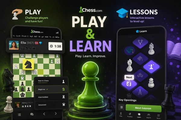 Chess Play and Learn Mod APK 3.0.3 premium lessons and puzzle interface unlocked on Android