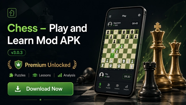 Chess Play and Learn Mod APK 3.0.3 Premium Unlocked features overview banner for Android