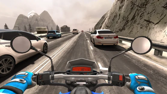 First person motorcycle driving in Traffic Rider